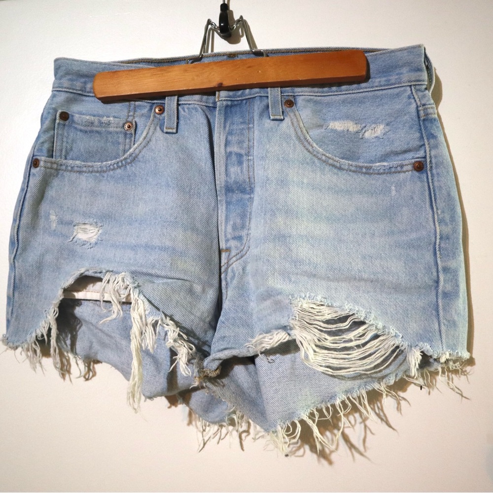 Levi's Light Blue Distressed Jean Shorts